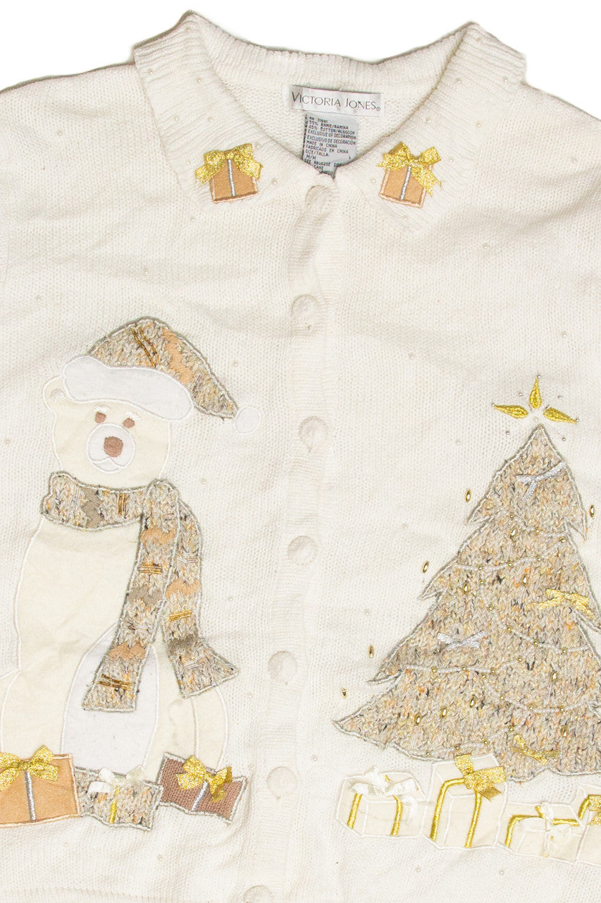 Vintage White Ugly Christmas Cardigan 63220