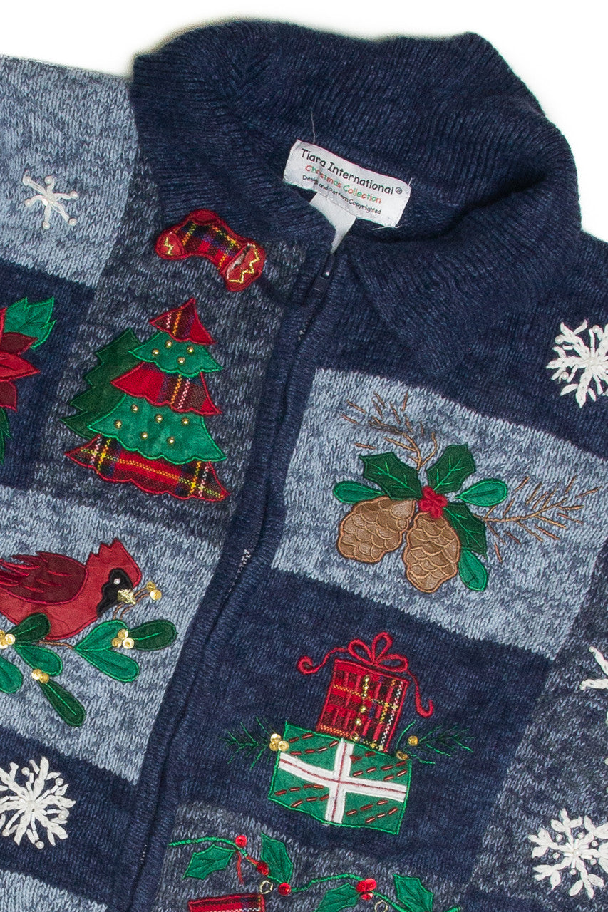 Vintage Blue Ugly Christmas Cardigan 60970