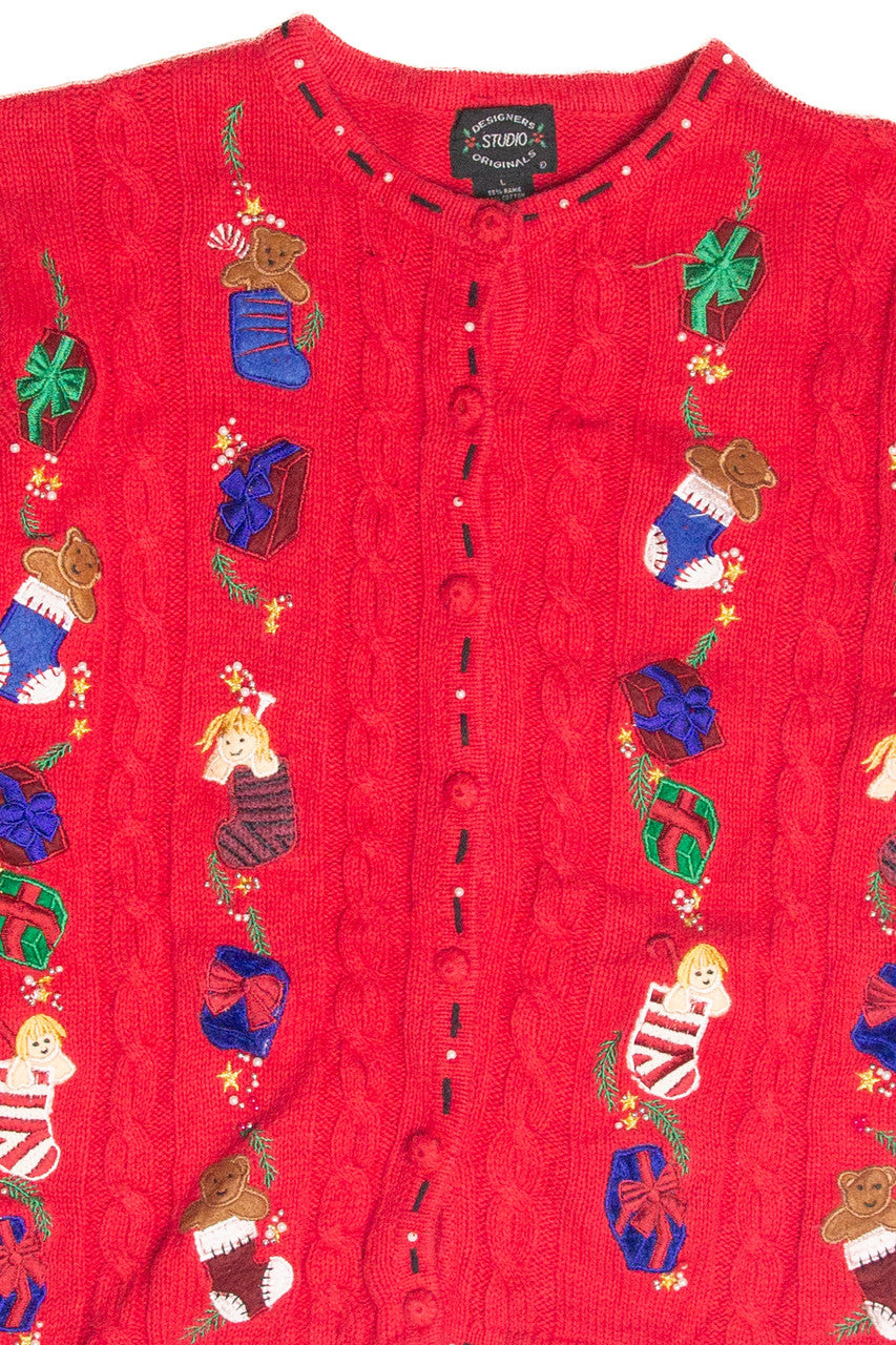 Vintage Red Ugly Christmas Cardigan 63357