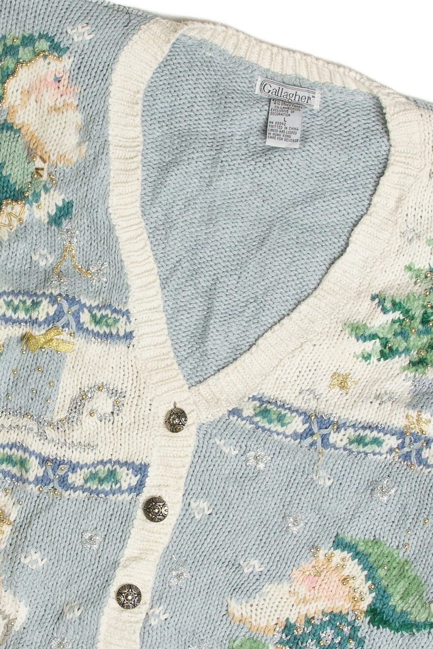 Vintage Blue Ugly Christmas Cardigan 59733