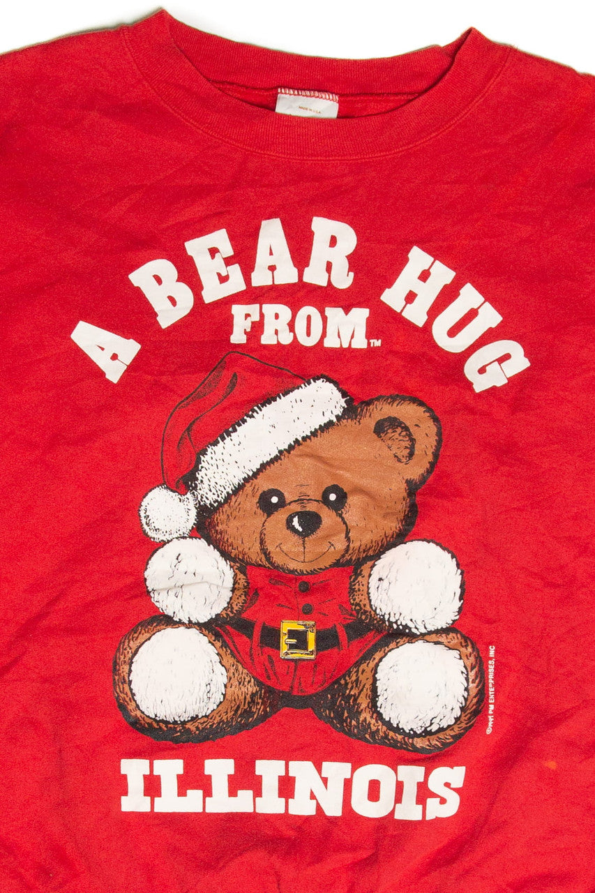 Vintage Bear Hug From Illinois Holiday Sweatshirt