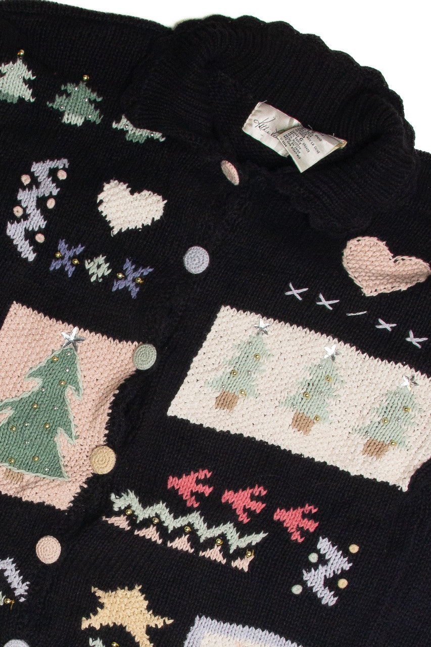 Vintage Black Ugly Christmas Cardigan 60955