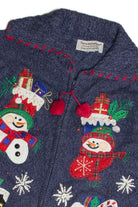 Vintage Blue Ugly Christmas Cardigan 60898