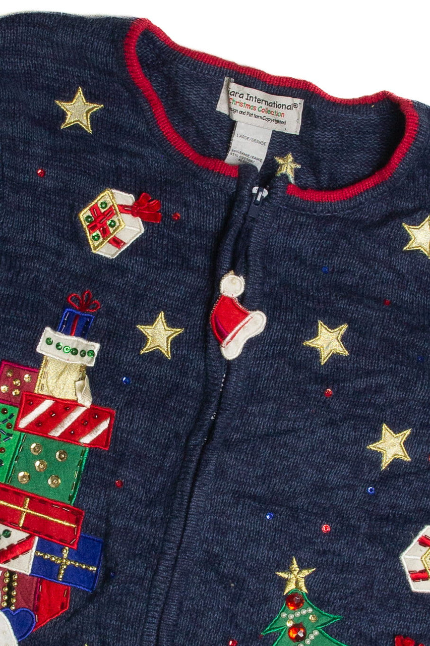 Vintage Blue Ugly Christmas Cardigan 59651