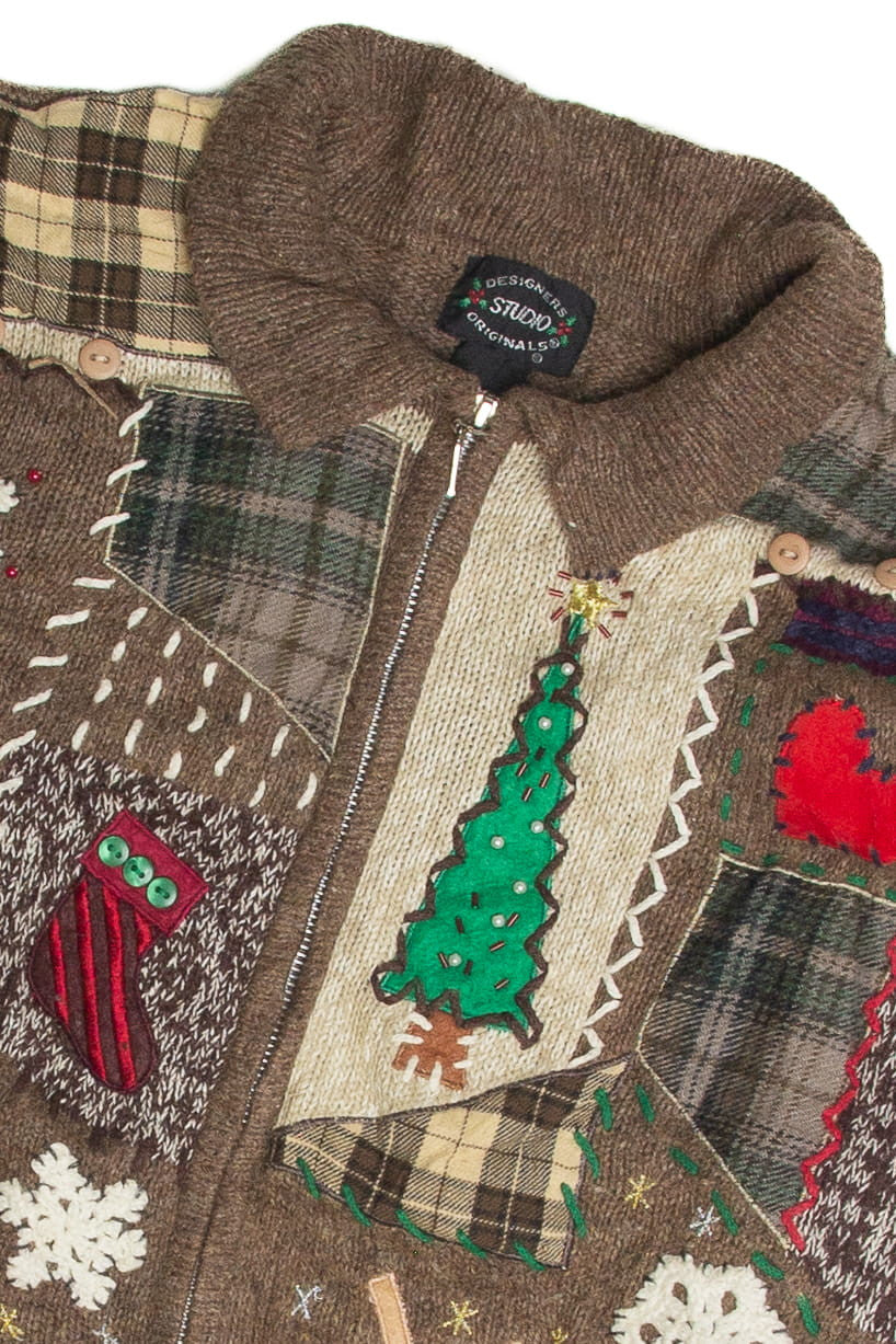 Vintage Brown Ugly Christmas Cardigan 60897