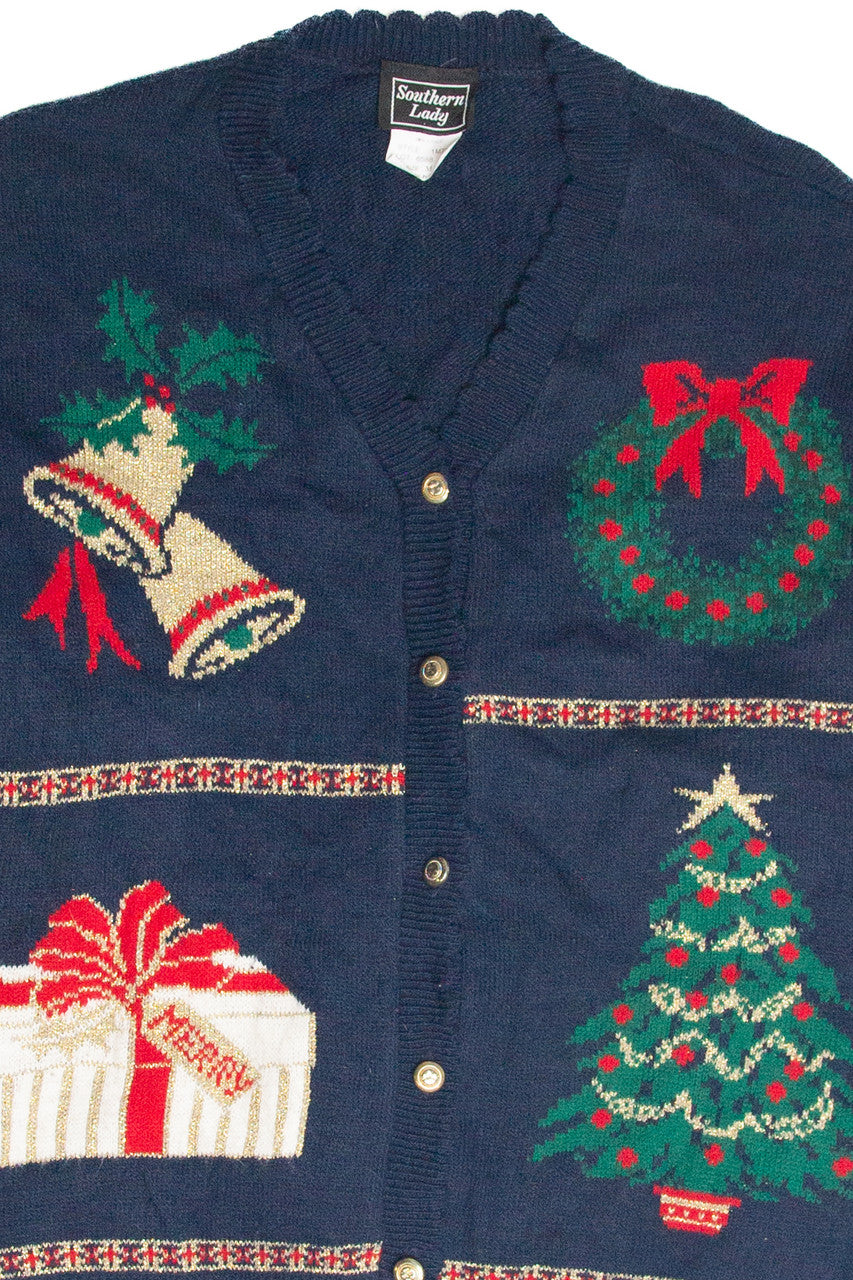Vintage Blue Ugly Christmas Cardigan 63444