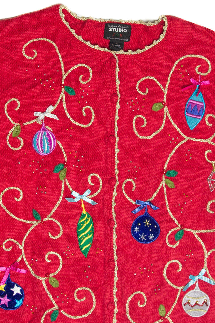 Vintage Red Ugly Christmas Cardigan 63317