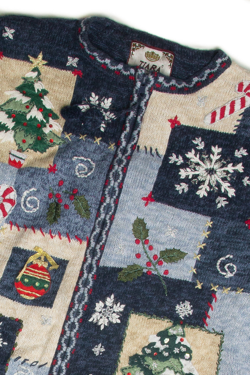 Vintage Blue Ugly Christmas Cardigan 59917