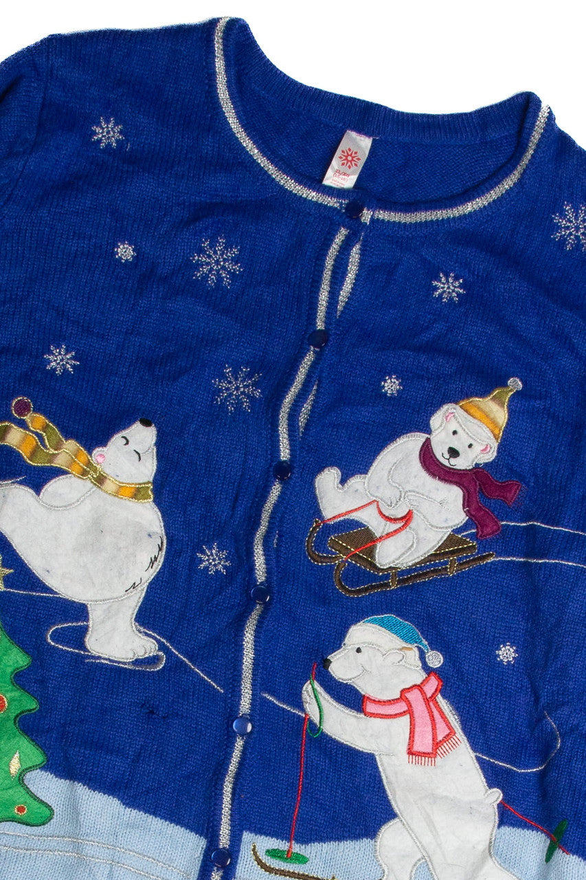 Vintage Blue Ugly Christmas Cardigan 62683