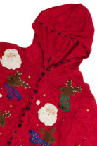 Vintage Red Hooded Ugly Christmas Cardigan 59608