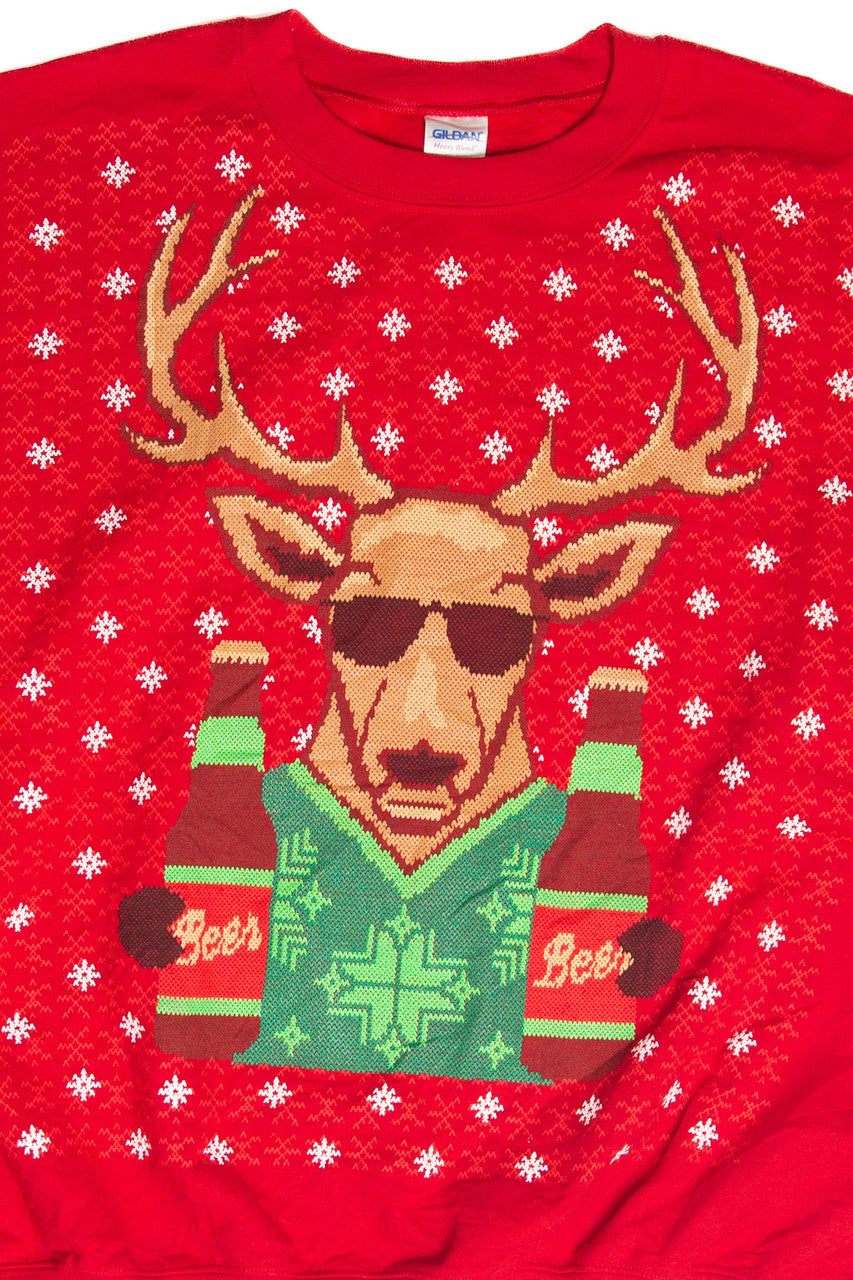 Reindeer With Beer Red Holiday Sweatshirt