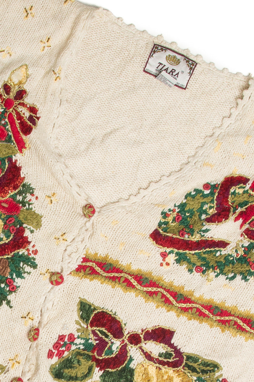 Vintage White Ugly Christmas Cardigan 62374