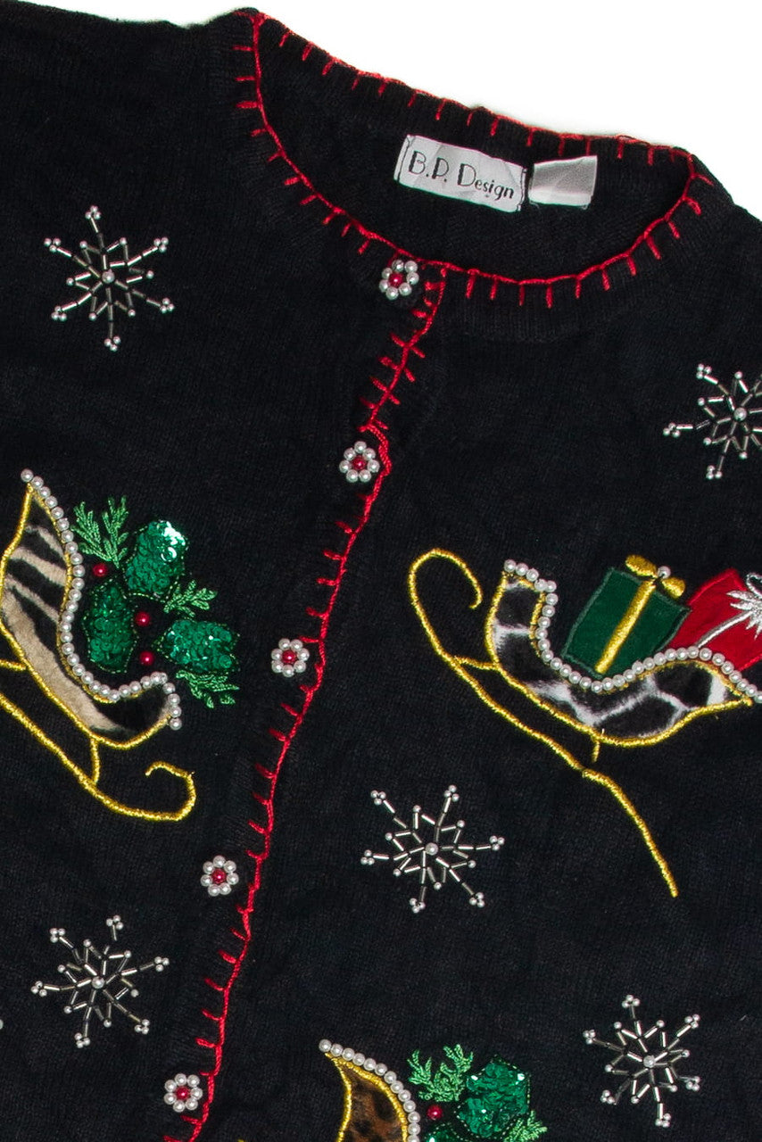 Vintage Black Ugly Christmas Cardigan 60923
