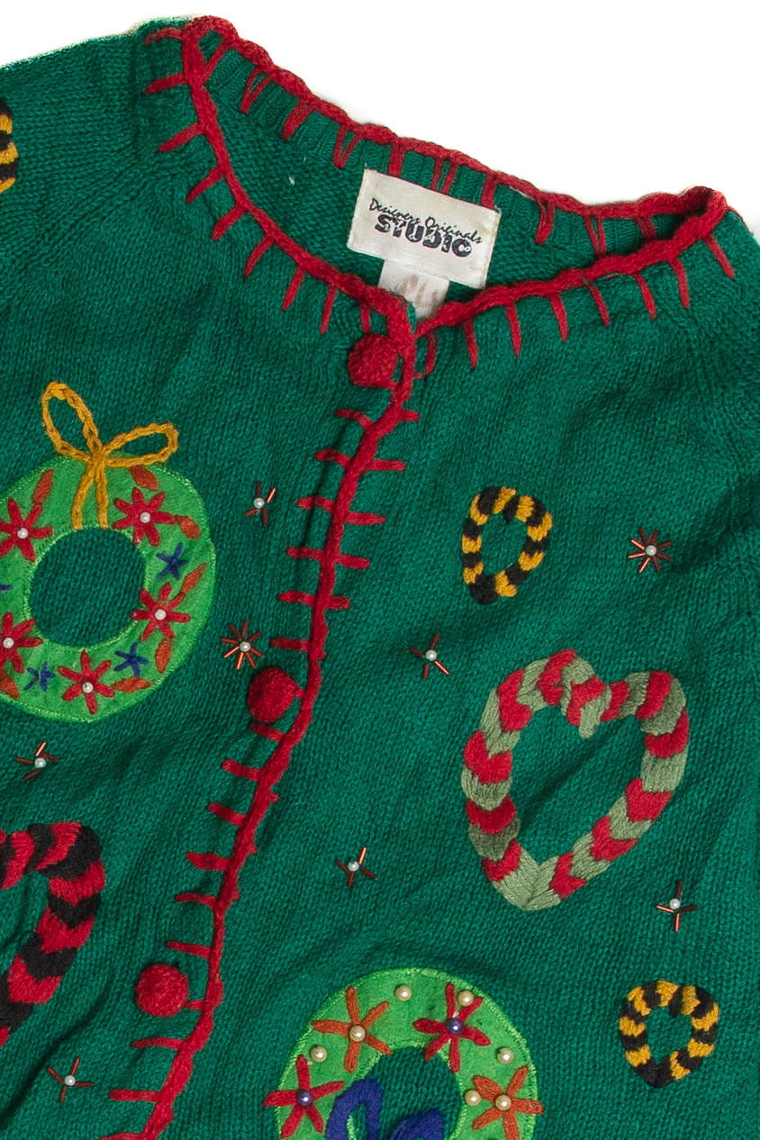 Vintage Green Ugly Christmas Cardigan 59635