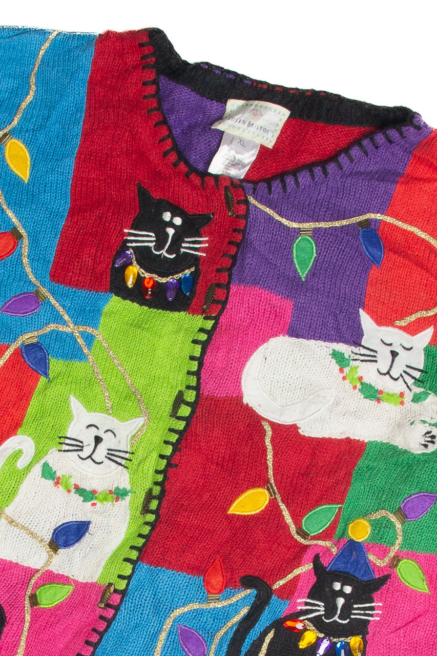 Vintage Cats Ugly Christmas Cardigan 59834