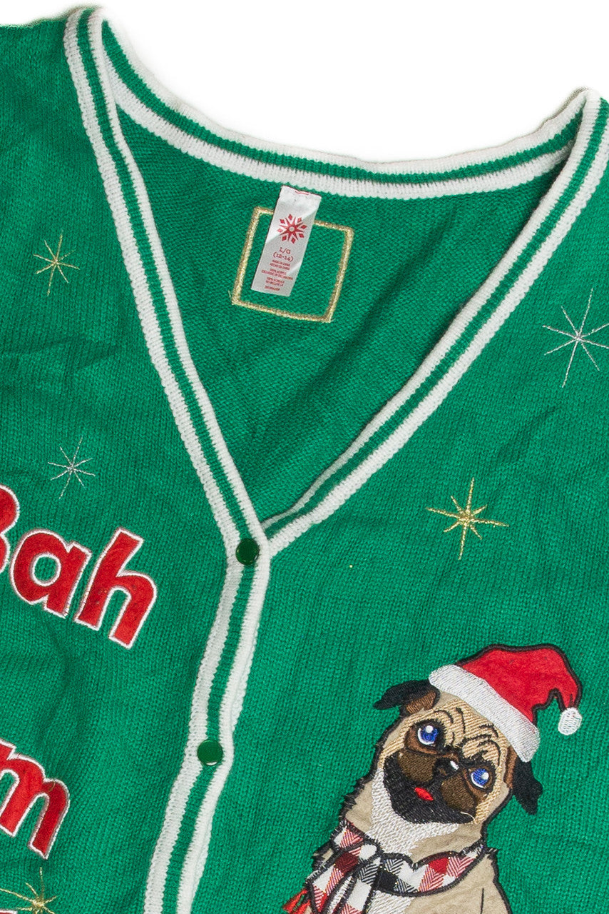 Green Bah Hum Pug Christmas Vest