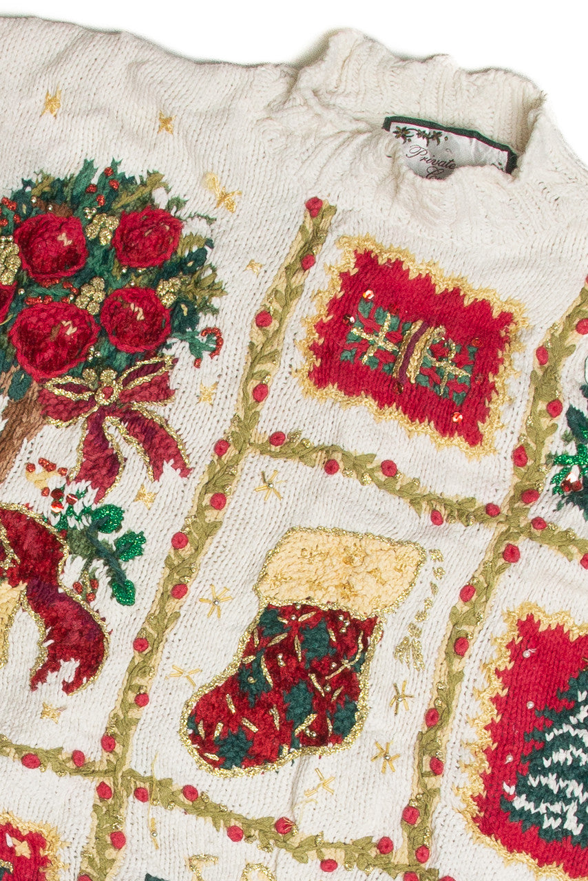 Vintage White Ugly Christmas Sweater 62462