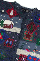 Vintage Blue Ugly Christmas Cardigan 59978