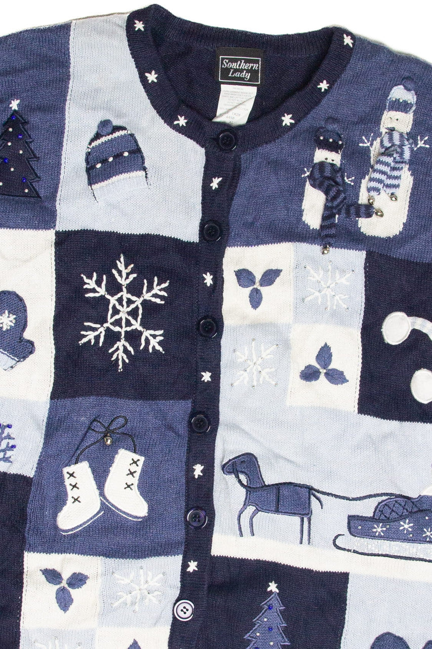 Vintage Blue Ugly Christmas Cardigan 63091