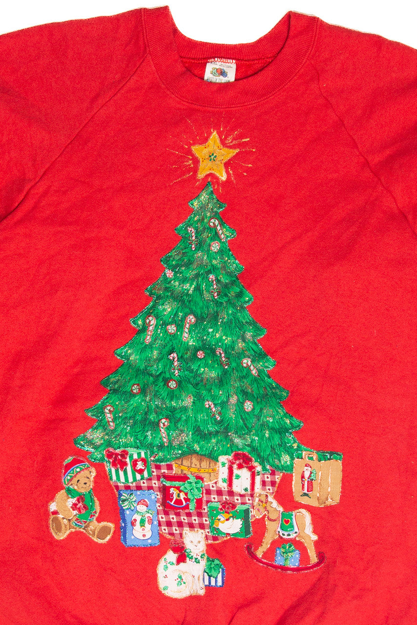 Vintage Red Christmas Tree Holiday Sweatshirt