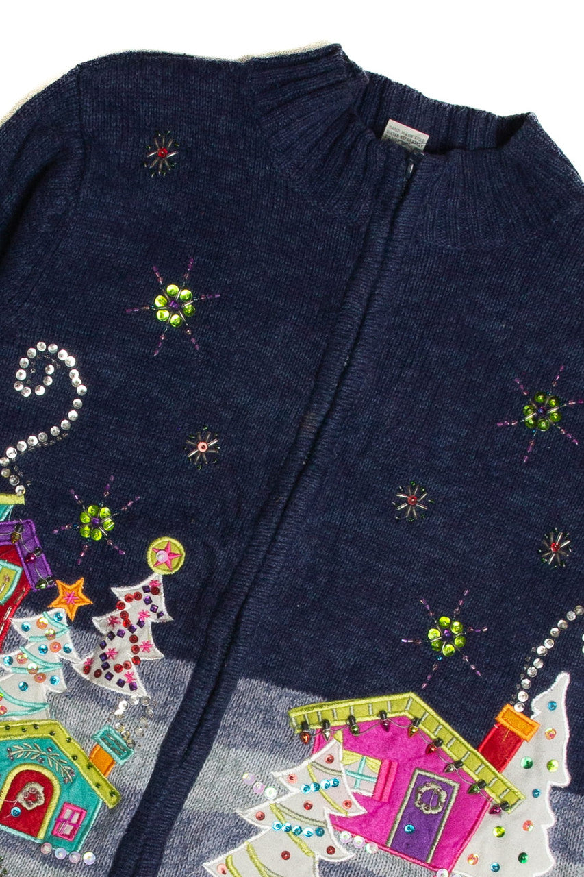 Vintage Blue Ugly Christmas Cardigan 62744