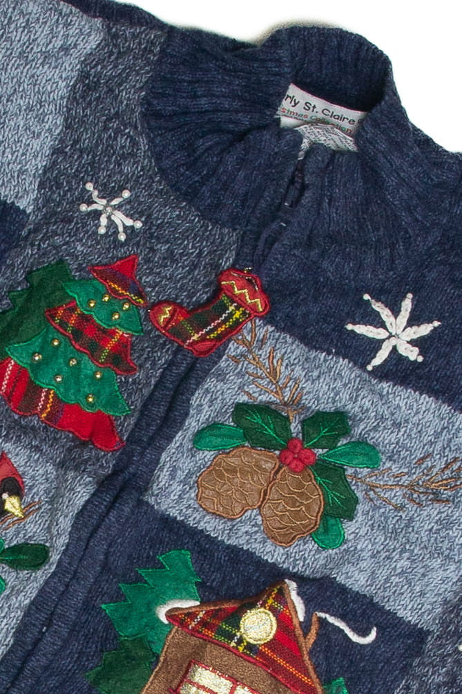 Vintage Blue Ugly Christmas Cardigan 60891