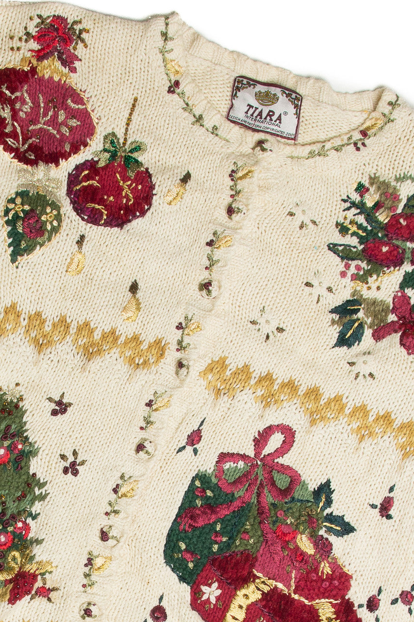Vintage White Ugly Christmas Cardigan 62458