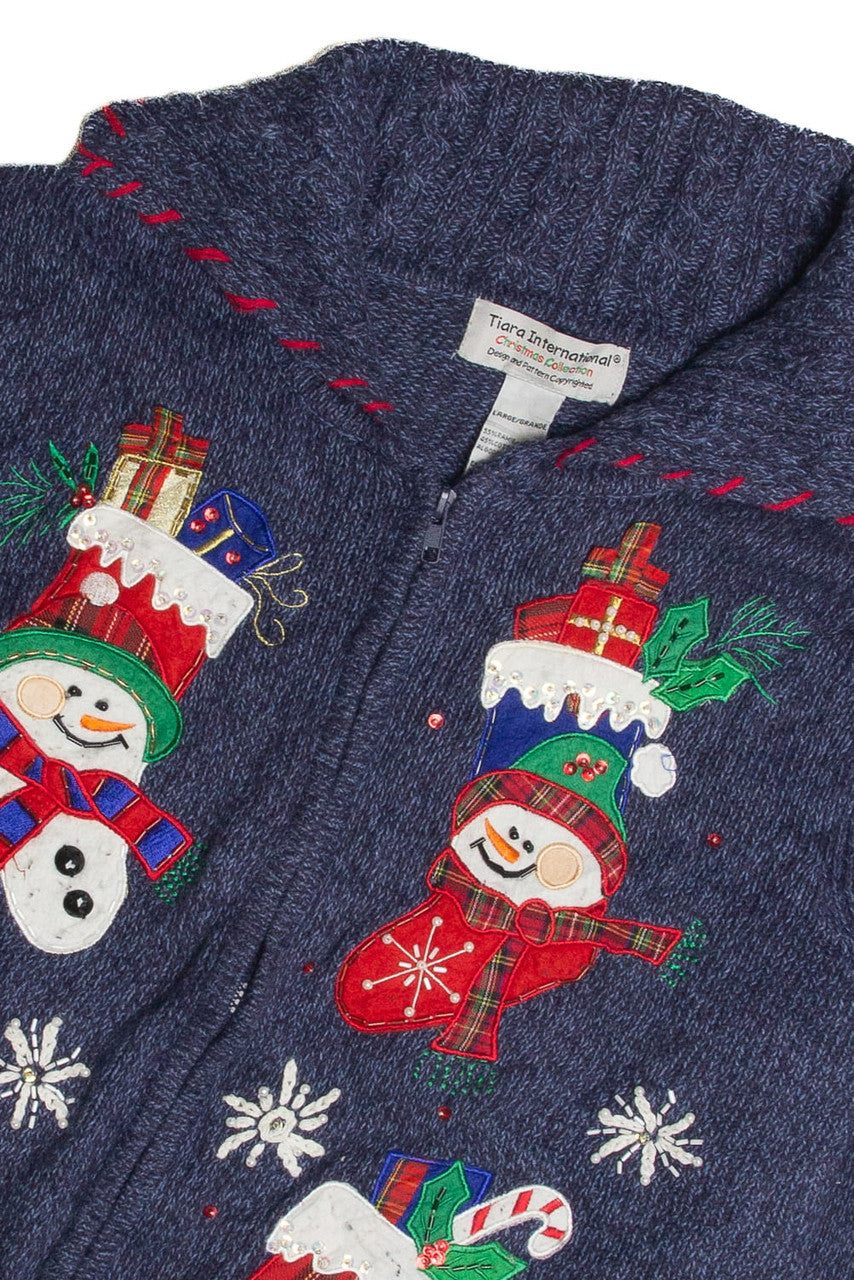 Vintage Blue Ugly Christmas Cardigan 62335