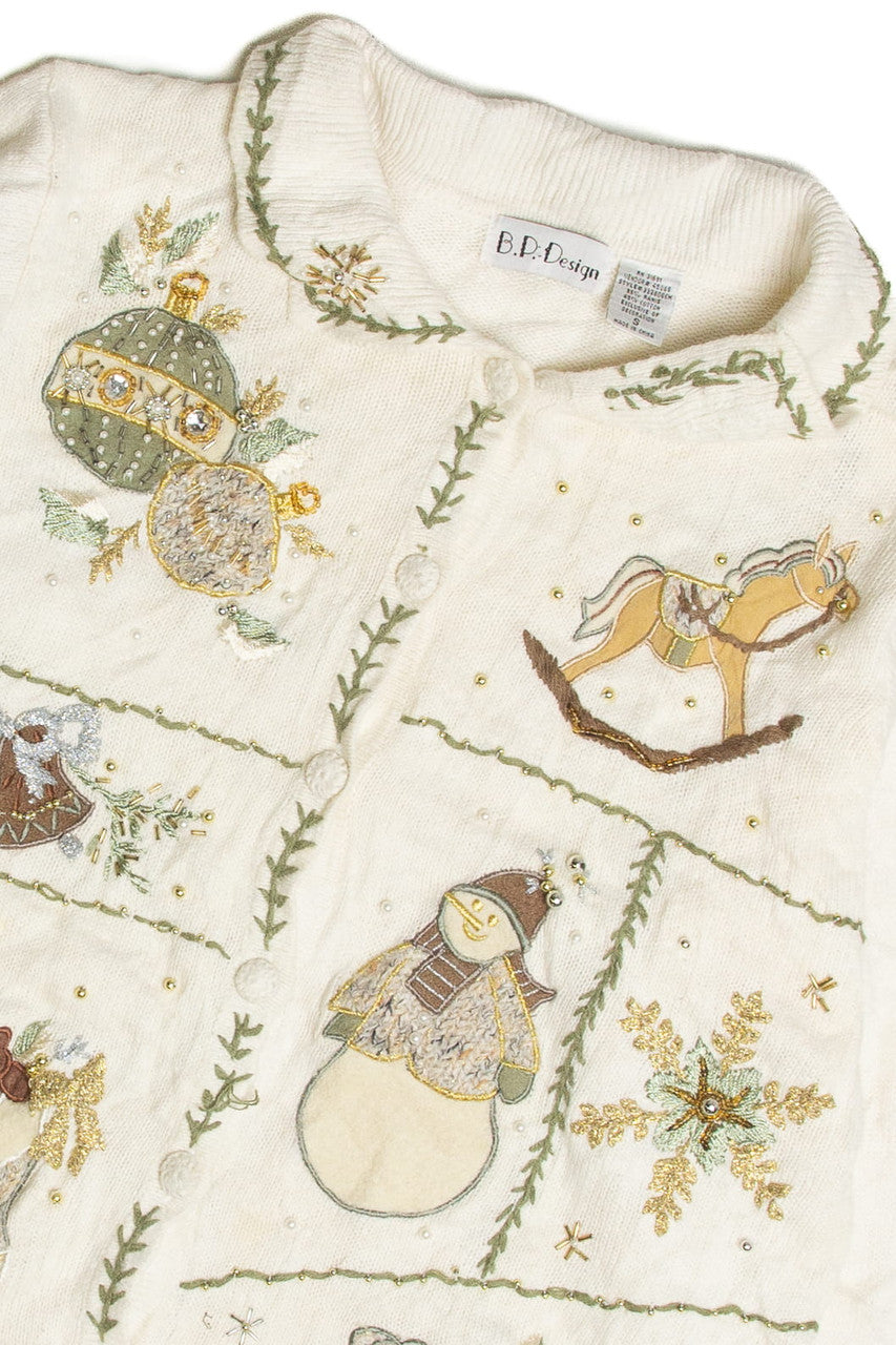 Vintage White Ugly Christmas Cardigan 59951