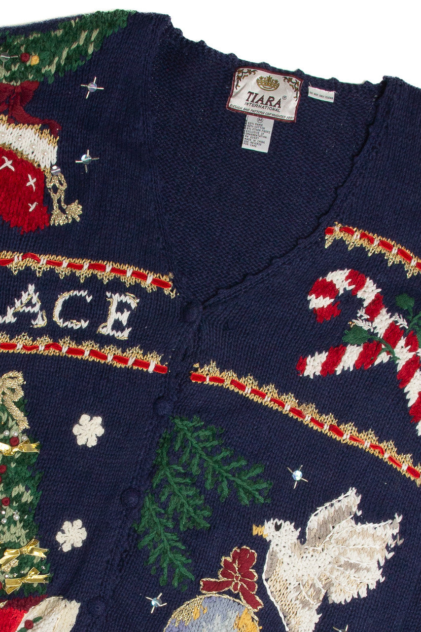 Vintage Blue Ugly Christmas Cardigan 62805