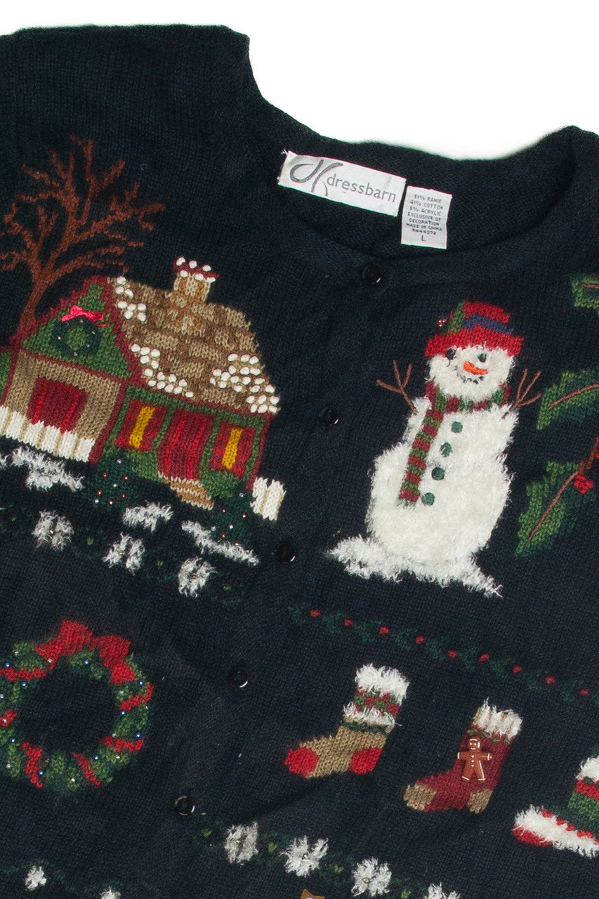 Vintage Black Ugly Christmas Cardigan 60899