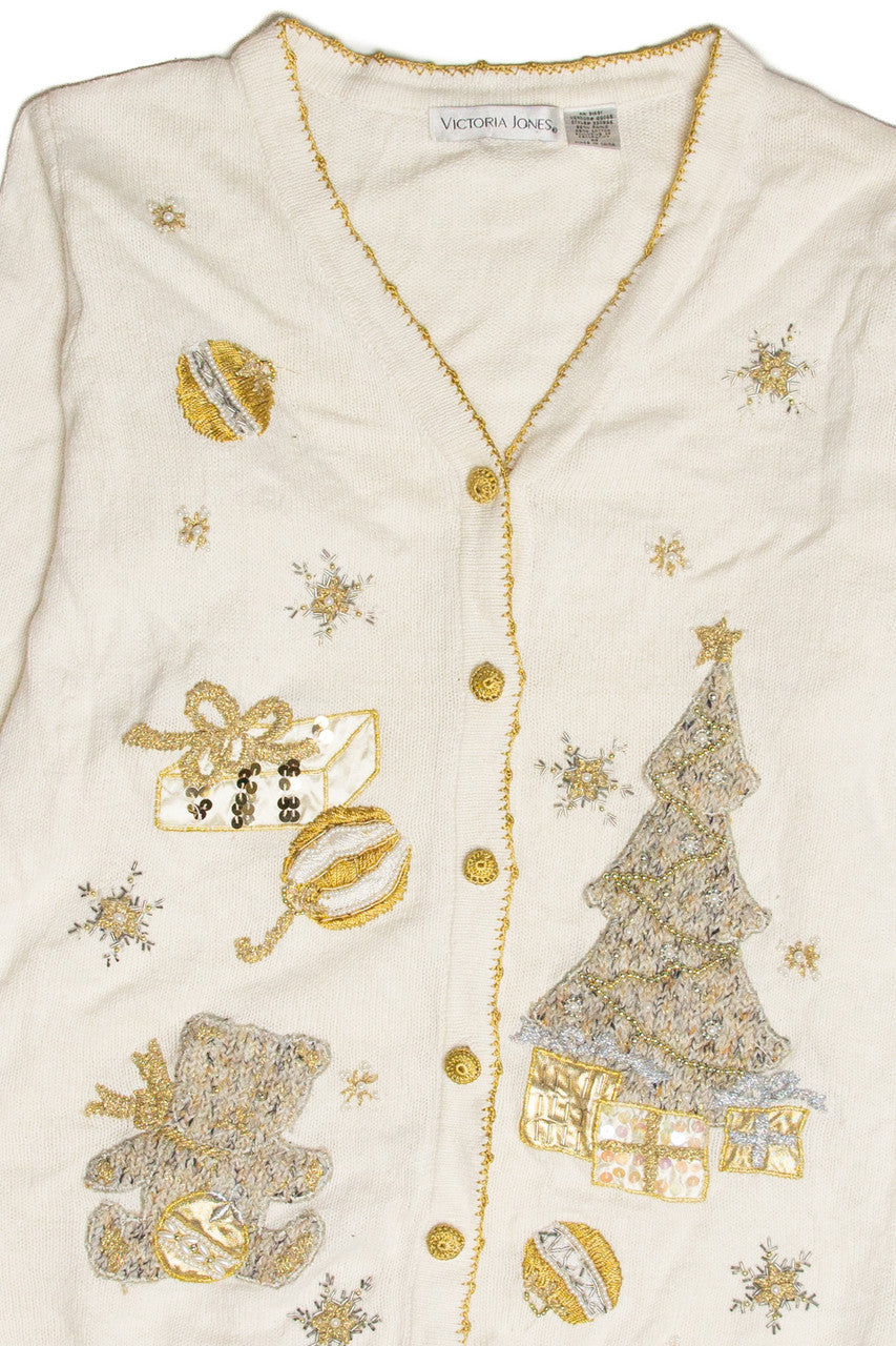 Vintage White Ugly Christmas Cardigan 63371