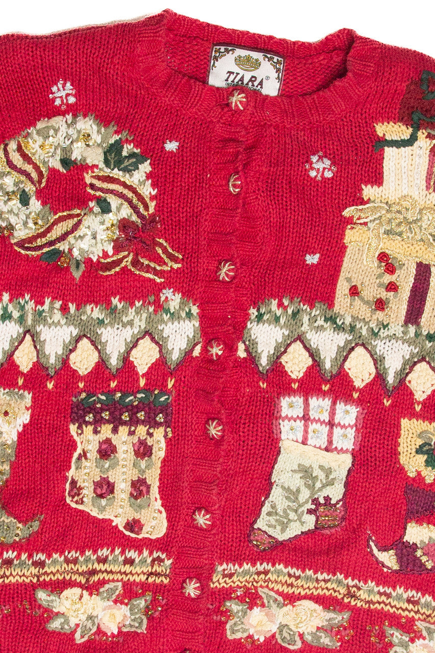 Vintage Red Ugly Christmas Cardigan 63381