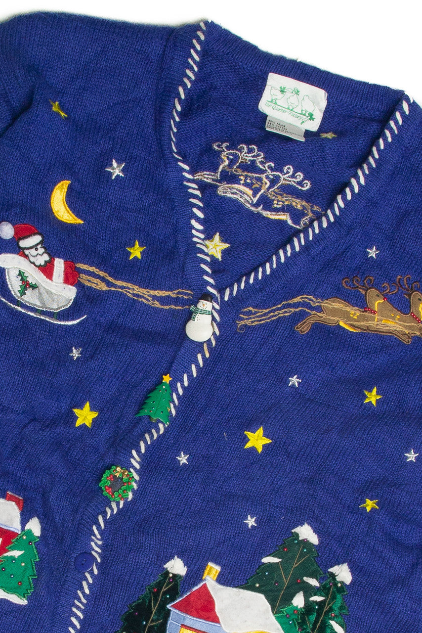 Vintage Blue Ugly Christmas Cardigan 60903