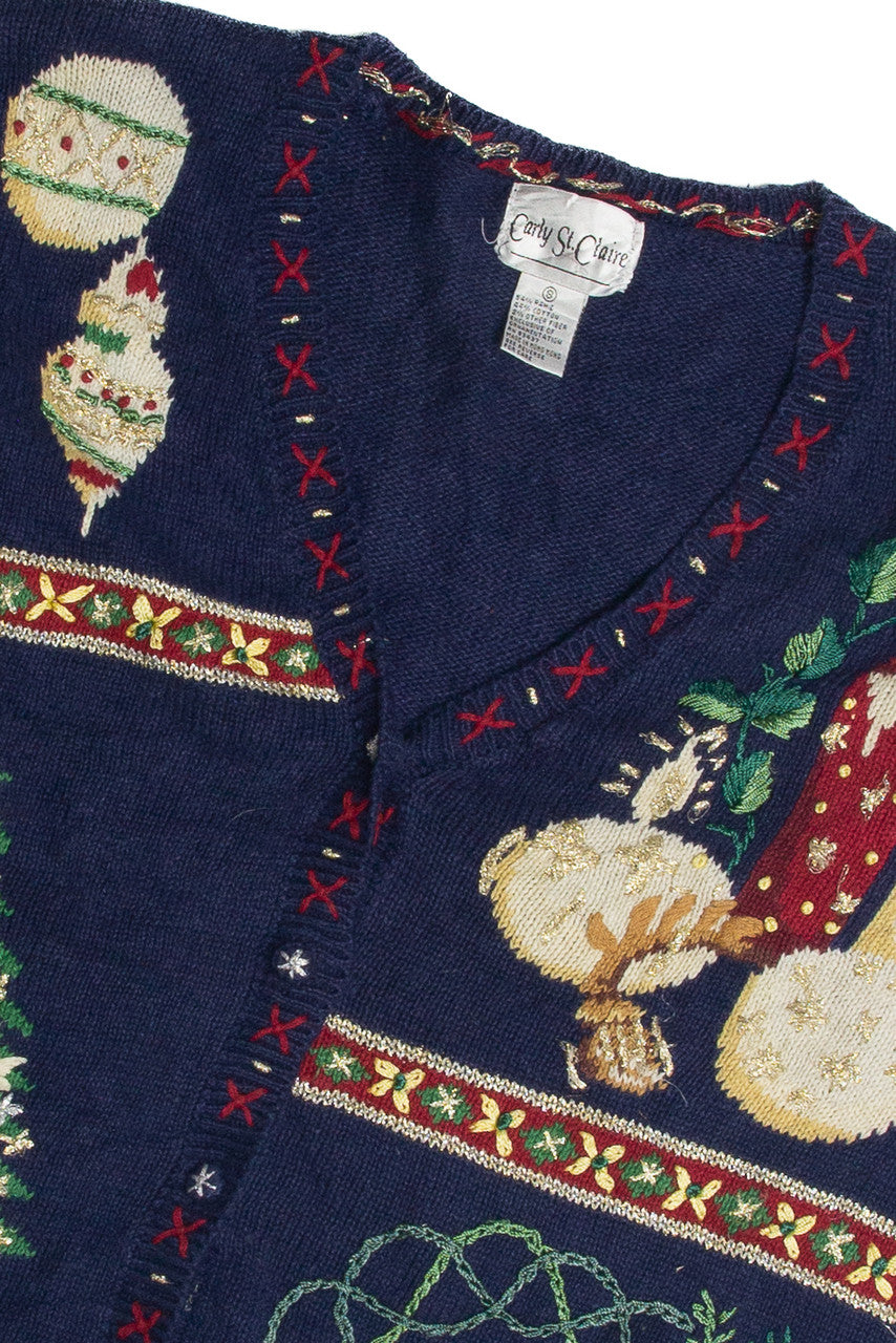 Vintage Blue Ugly Christmas Cardigan 62352