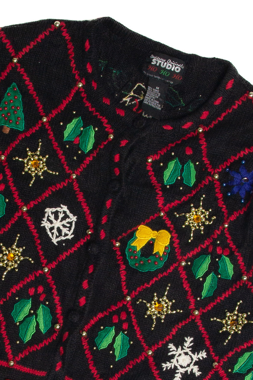 Vintage Black Ugly Christmas Cardigan 59812