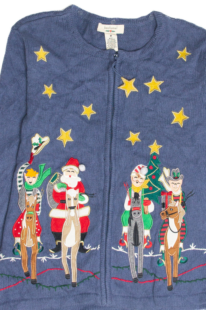 Vintage Blue Ugly Christmas Cardigan 63307