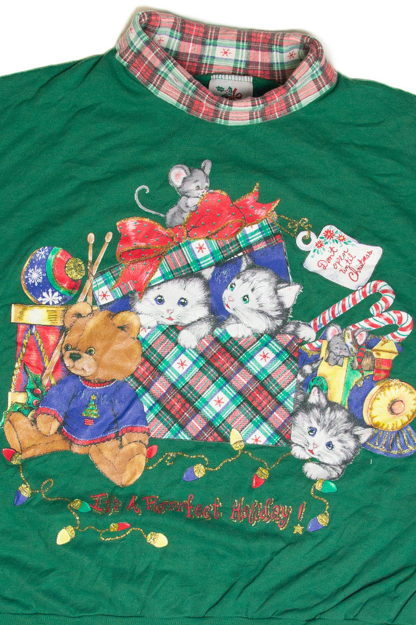 Vintage Green Purrrfect Holiday Sweatshirt