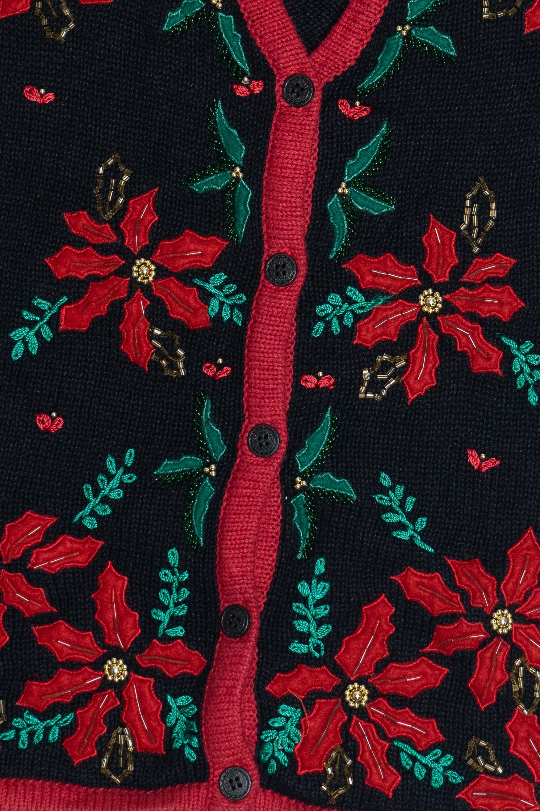 Vintage Bobbie Brooks Poinsettias Ugly Christmas Vest (1990s)