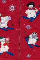 Vintage Red All Points Snowmen Skiing Ugly Christmas Vest (1990s)