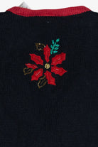 Vintage Bobbie Brooks Poinsettias Ugly Christmas Vest (1990s)
