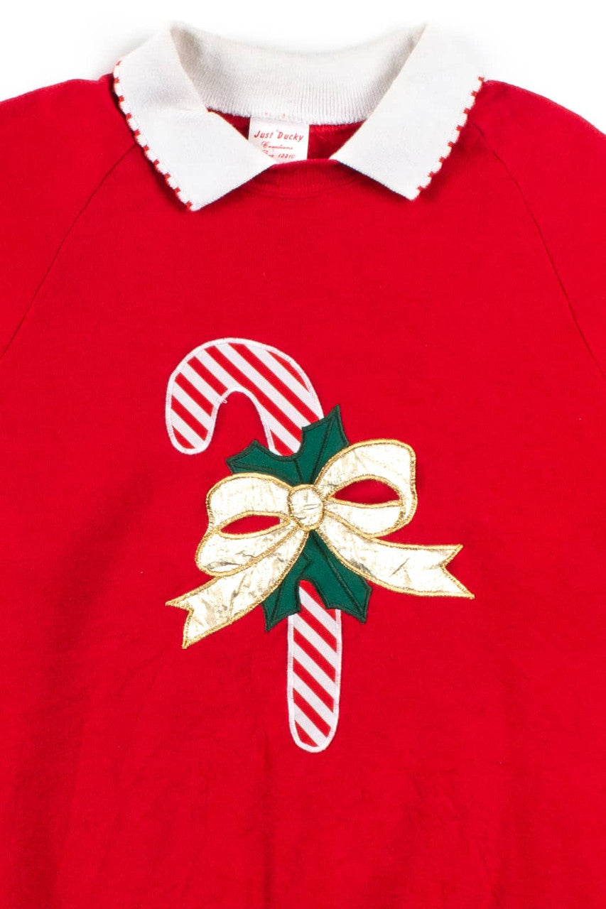 Candy Cane Collared Vintage Christmas Sweatshirt