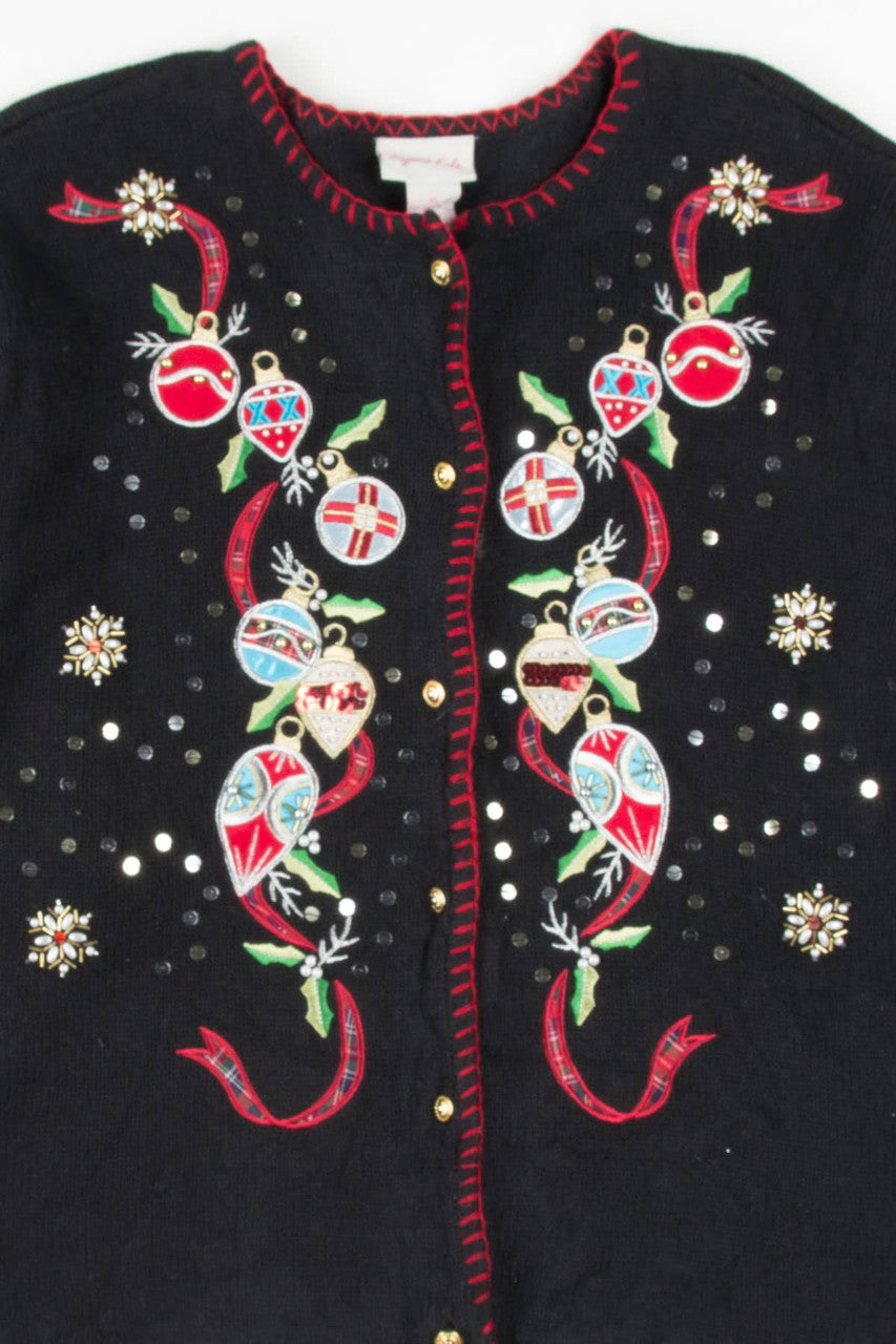 Black Ornaments Ugly Christmas Cardigan 57081