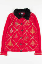 Red Beaded Trees Ugly Christmas Cardigan 57101