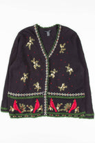 Black Cardinals Ugly Christmas Cardigan 57109