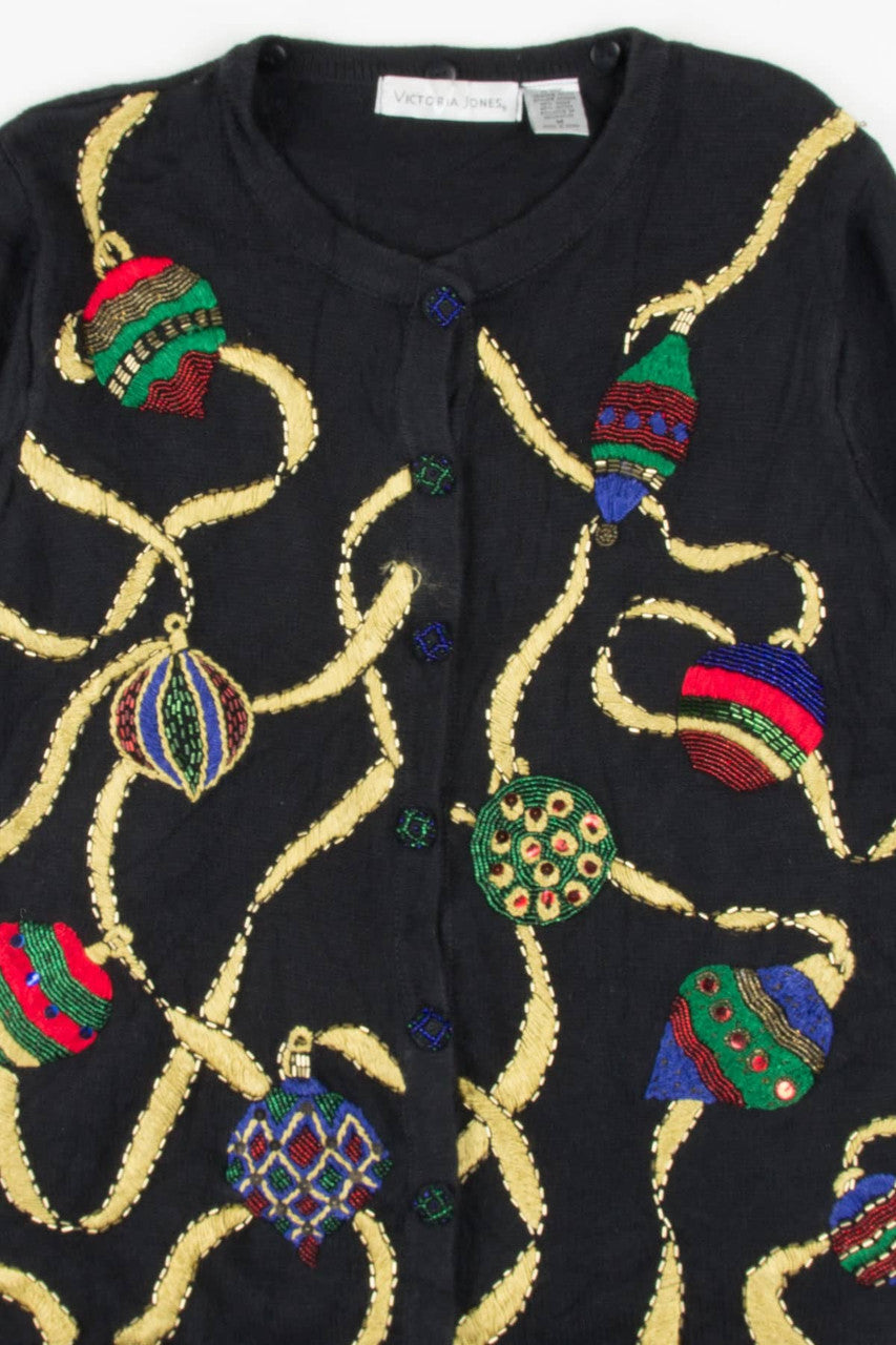 Black Ornaments Ugly Christmas Cardigan 57155