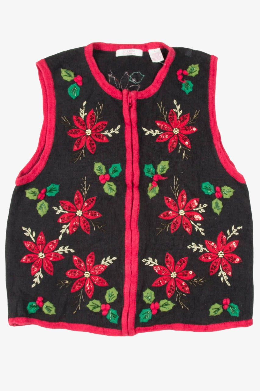 Black Poinsettia Ugly Christmas Vest 57170