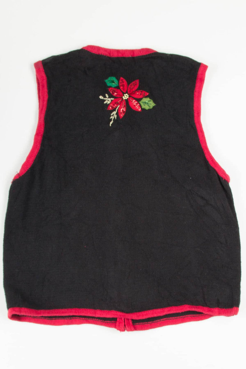 Black Poinsettia Ugly Christmas Vest 57170