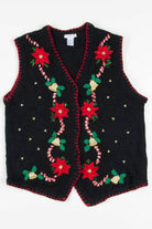 Black Poinsettia Ugly Christmas Vest 57223