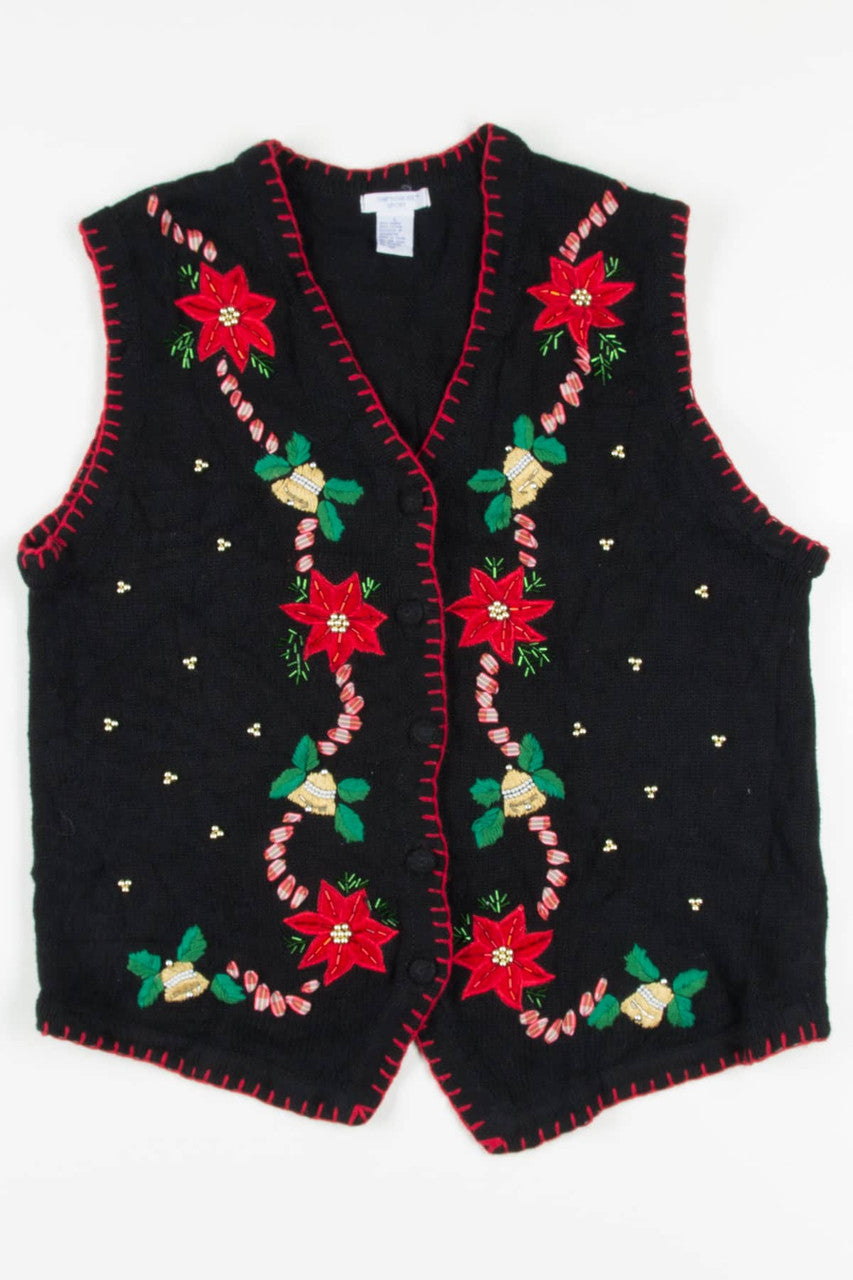 Black Poinsettia Ugly Christmas Vest 57223